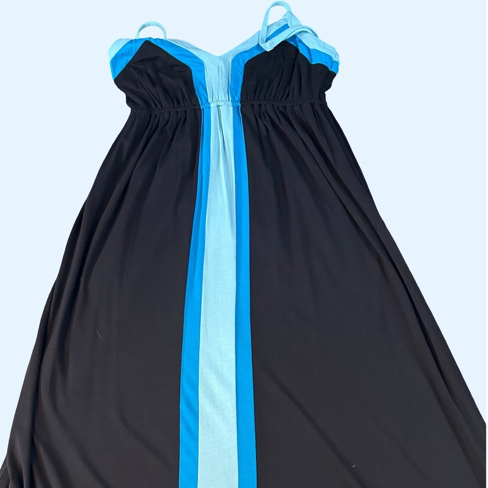 INC International Concepts Maxi Dress Small Black Blue Stripe Jersey - Picture 5 of 5